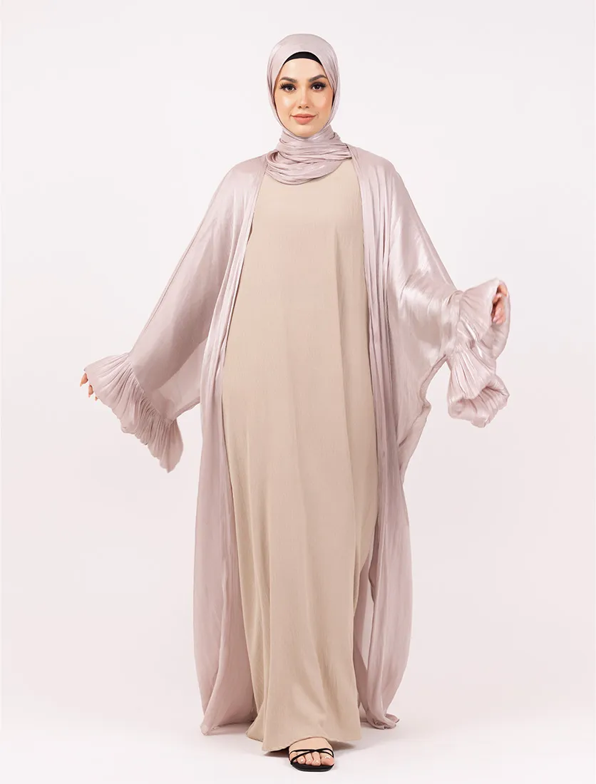 Pink Open Organza Kaftan Set